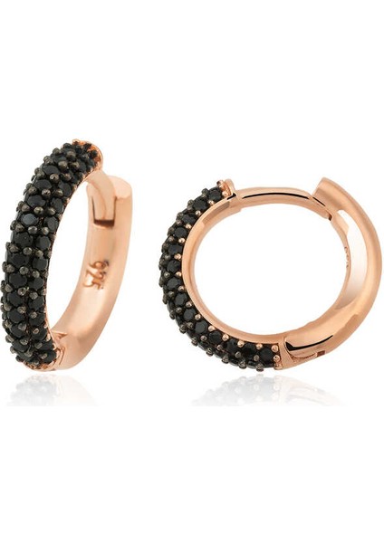 Gümüş Siyah Halka Küpe