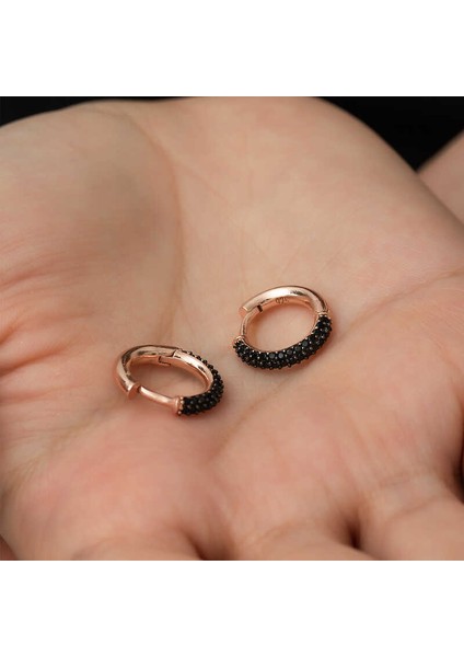 Gümüş Siyah Halka Küpe modelleri