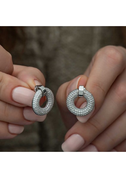 ​gümüş Çok Taşlı Daire Bayan Küpe fırsatları