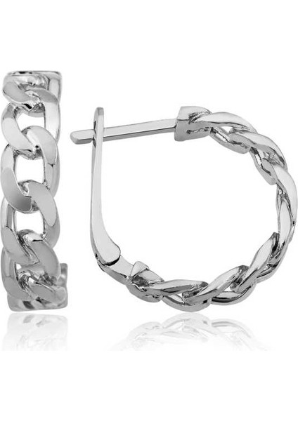 ​gümüş Zincir Desenli Halka Küpe