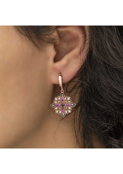 Gümüş Etnik Desenli Bayan Küpe