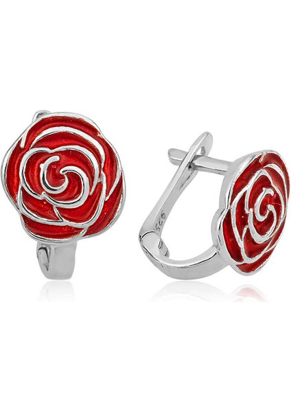 Gümüş Kırmızı Gül Çocuk Küpesi fiyatları