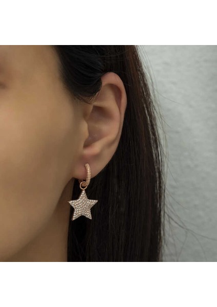 Gümüş Halka Yıldız Bayan Küpe modelleri