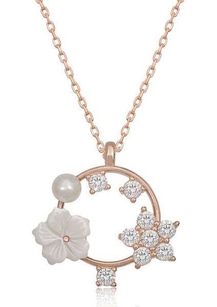 Gümüş Manolya Çiçeği Yıldız Kadın Kolye