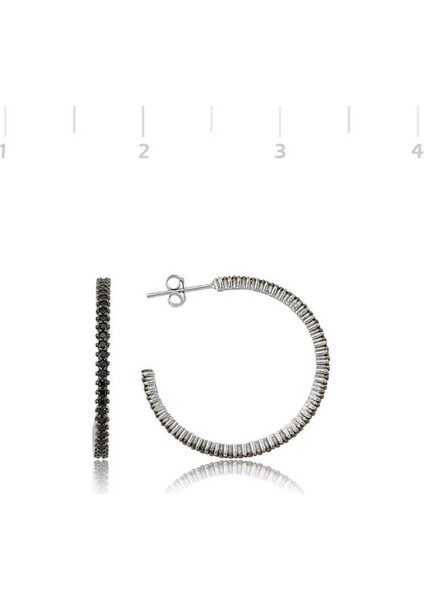 Gümüş Tamtur Siyah Taşlı Küpe