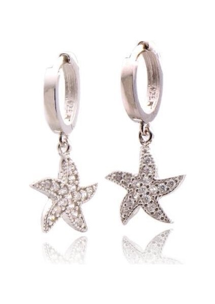 Zirkon Taşlı Deniz Yıldızı Gümüş Küpe