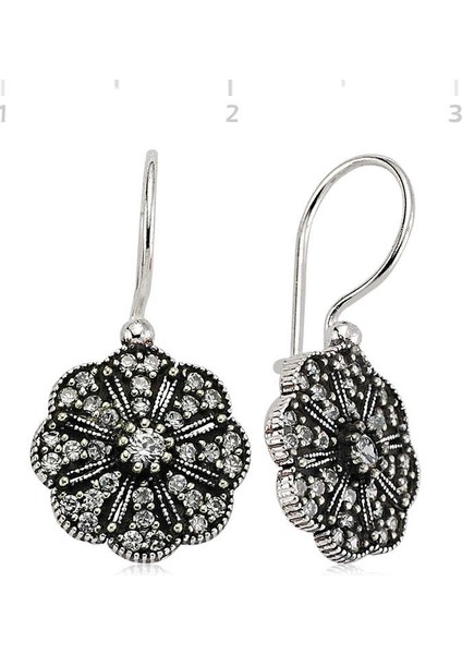 Gümüş Sallantılı Çiçek Küpe