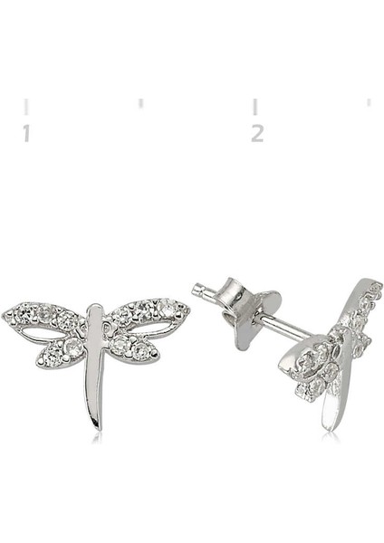 Gümüş Yusufçuk Çivili Küpe