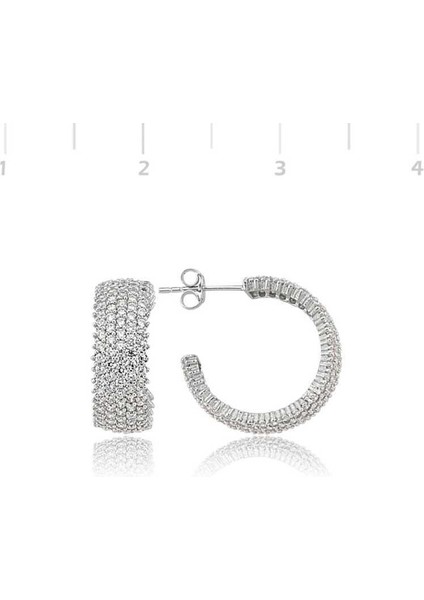 Gümüş Beş Sıra Beyaz Tamtur Küpe