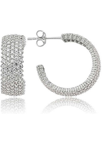 Gümüş Beş Sıra Beyaz Tamtur Küpe modelleri