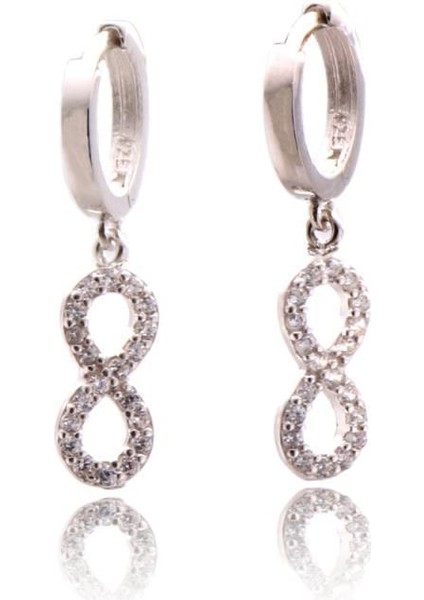 Zirkon Taşlı Sonsuzluk Gümüş Küpe