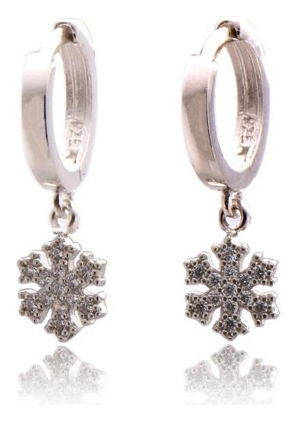 Zirkon Taşlı Kar Tanesi Gümüş Küpe