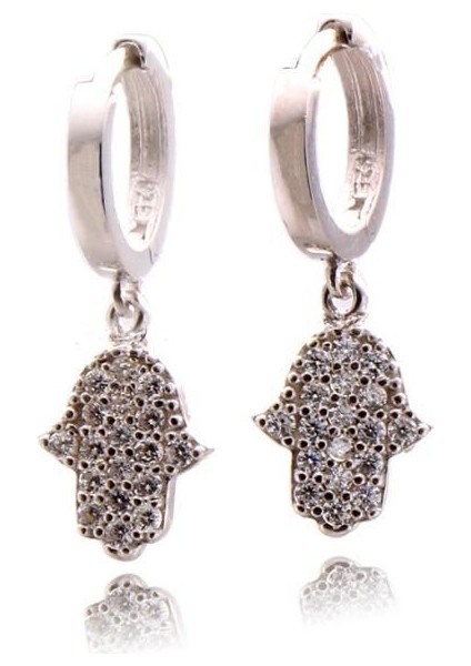 Zirkon Taşlı Fatma Ananın Eli Gümüşküpe