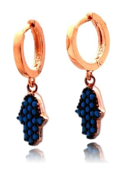 Turkuaz Taşlı Fatma Ananın Eli Figürlü Gümüş Küpe