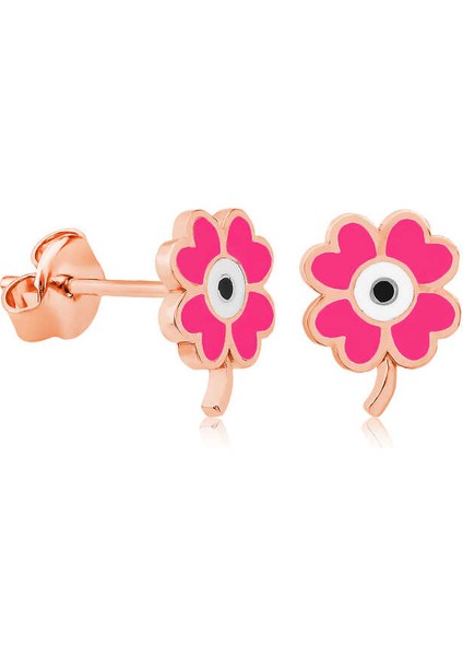 ​gümüş Fosforlu Pembe Yonca Küpe