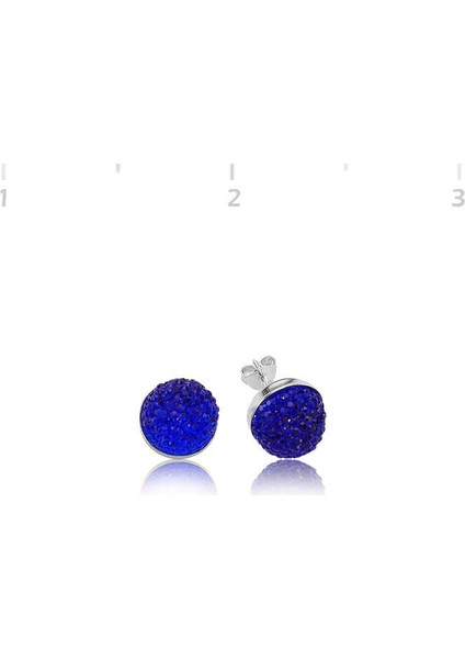 Gümüş Kristal Mavi Çivili Küpe fiyatları