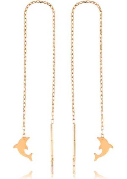 Gümüş Zincirli Yunus Balığı Küpe