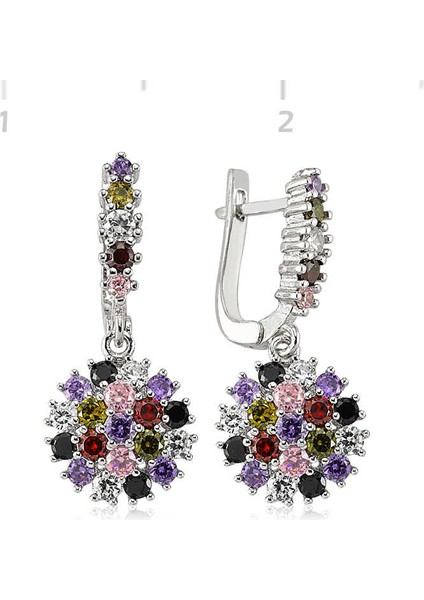 Gümüş Renkli Taşlı Küpe