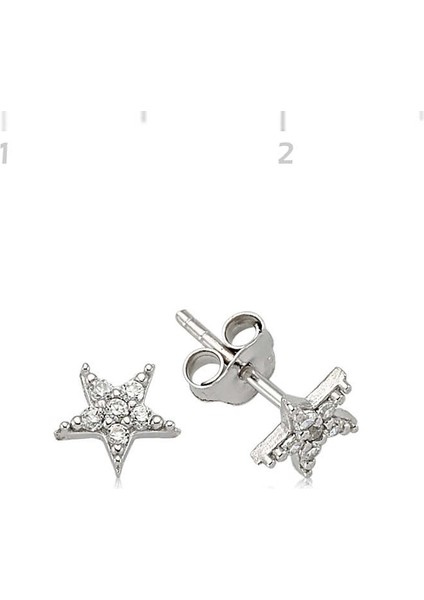 Gümüş Yıldız Çivili Küpe