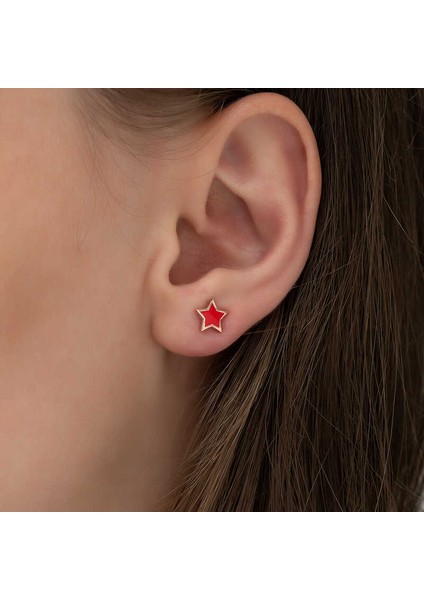 Gümüş Fosforlu Kırmızı Yıldız Küpe fiyatları