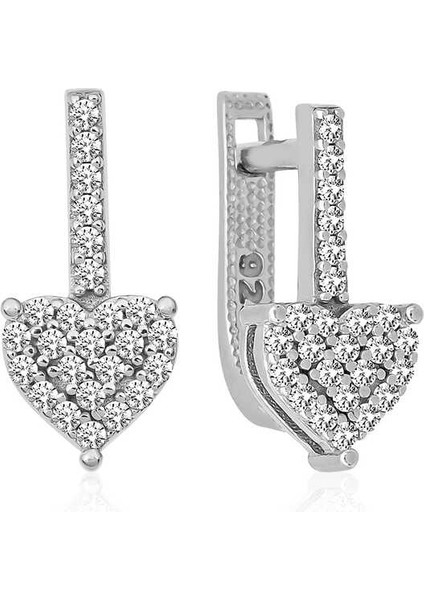 Gümüş Sallantılı Kalp Taşlı Küpe fiyatları