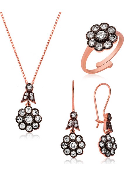 Gümüş Elmas Montür Çiçek Bayan Set fiyatları