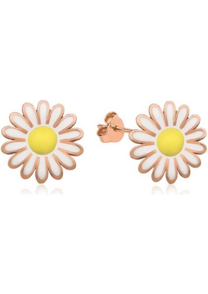 Gümüş Papatya Çivili Küpe