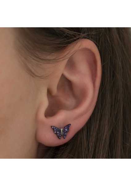 ​gümüş Mor Kelebek Küpe modelleri