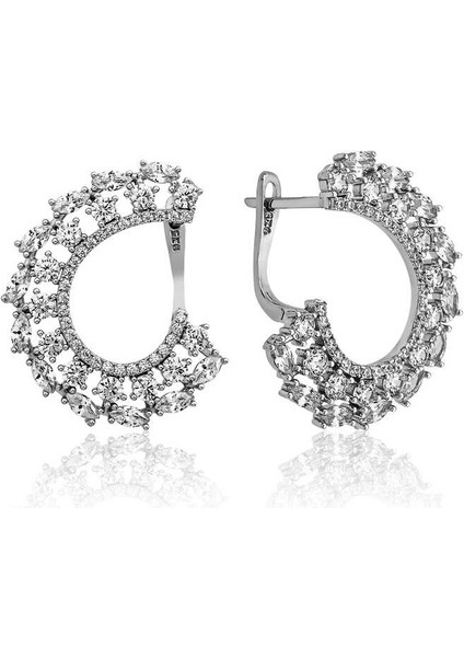 Gümüş Markiz Taşlı Bayan Küpe