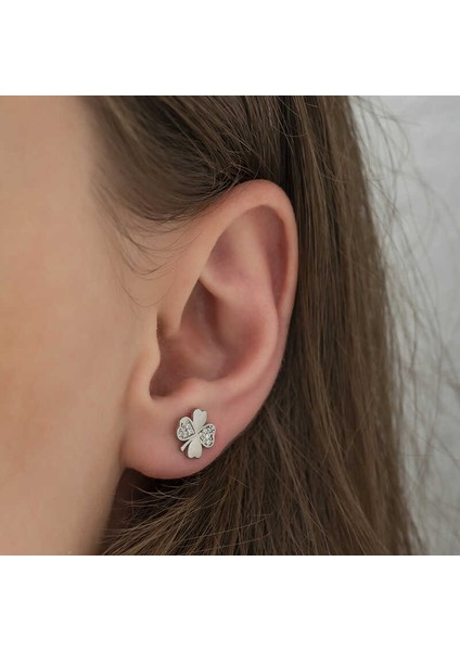 Gümüş Yonca Küpe modelleri