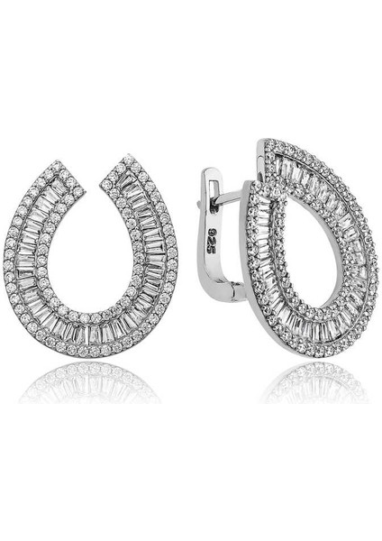 Gümüş Trapez Taşlı Bayan Küpe fiyatları