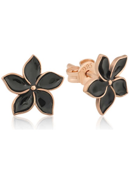 ​gümüş Siyah Yasemin Çiçeği Çivili Küpe modelleri