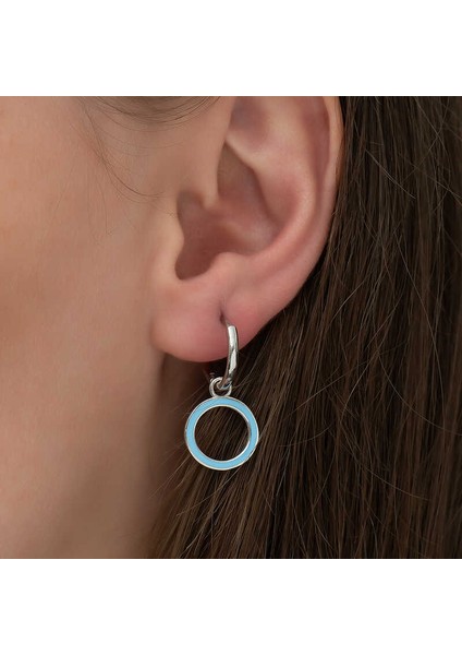 Gümüş Fosforlu Mavi Oval Küpe fiyatları