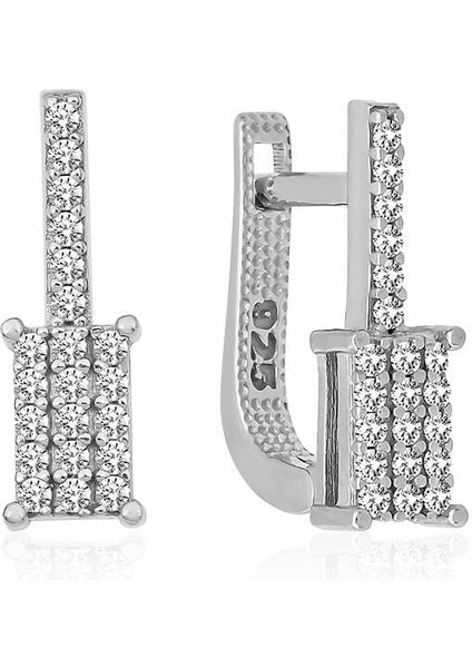 Gümüş Sallantılı Kare Taşlı Küpe fiyatları