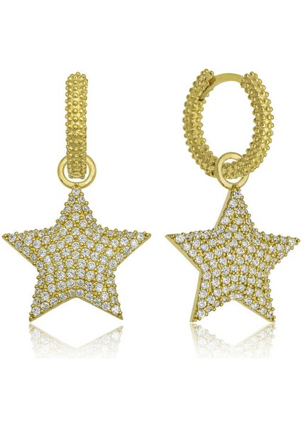 Gümüş Halka Yıldız Bayan Küpe