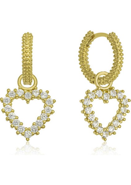 Gümüş Halka Kalp Bayan Küpe