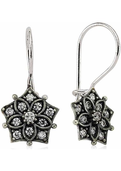 Gümüş Sallantılı Çiçek Küpe