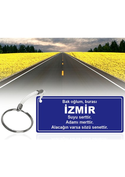 Kişiye Özel Yol Tabela Anahtarlık (Izmir)