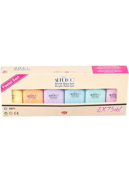 Akrilik Boya 6X75ML Set Pastel Renkler LV-Y-070I
