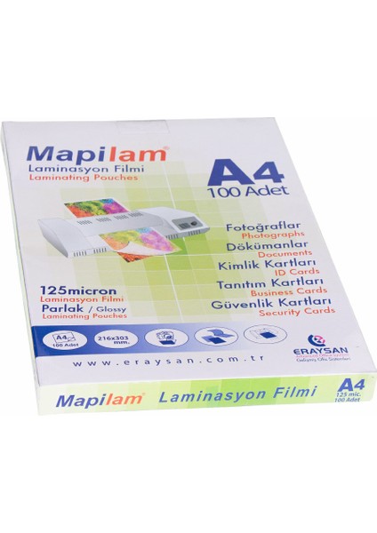 Mapi Laminasyon Filmi A4 125 Micron 100 Lü 1021204 0625