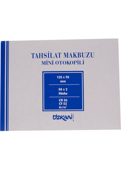 Tahsilat Makbuzu Otokopili Mini 50X2 Nüsha 12 Adet **
