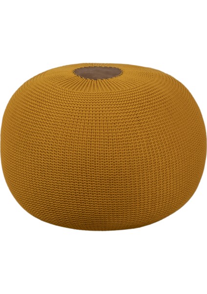 El Yapımı Yayvan Örgü Puf Hardal