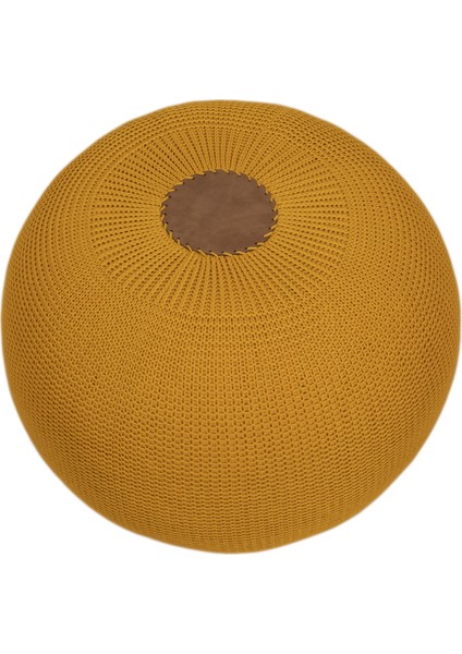 El Yapımı Yayvan Örgü Puf Hardal fiyatları