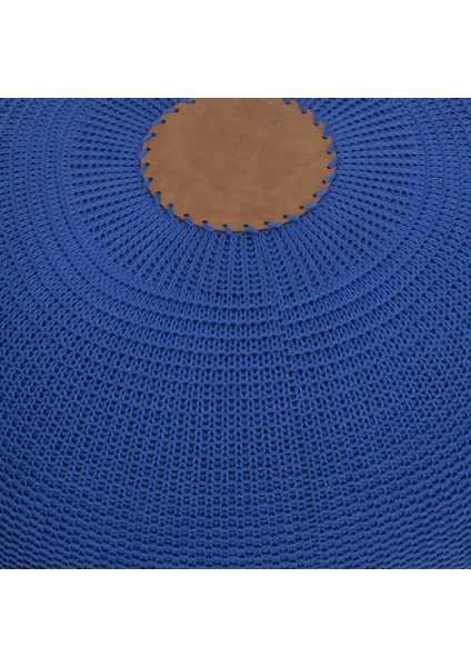 El Yapımı Yayvan Örgü Puf Mavi modelleri