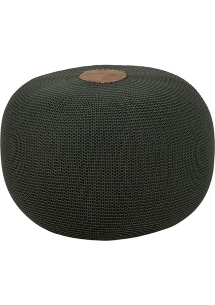 El Yapımı Yayvan Örgü Puf Yeşil