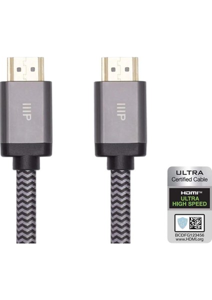 8k Sertifikalı Örgülü Ultra Yüksek Hızlı HDMI Kablosu - HDMI 2.1 | 8K@60Hz | 48GB/SN | Cl2 Wall Rated | 28-30AWG | Siyah 2 M