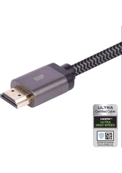 8k Sertifikalı Örgülü Ultra Yüksek Hızlı HDMI Kablosu - HDMI 2.1 | 8K@60Hz | 48GB/SN | Cl2 Wall Rated | 28-30AWG | Siyah 2 M modelleri