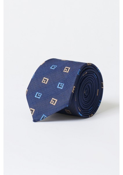 ALTINYILDIZ CLASSICS Erkek Lacı Mavı Bej Desenli Klasik Kravat