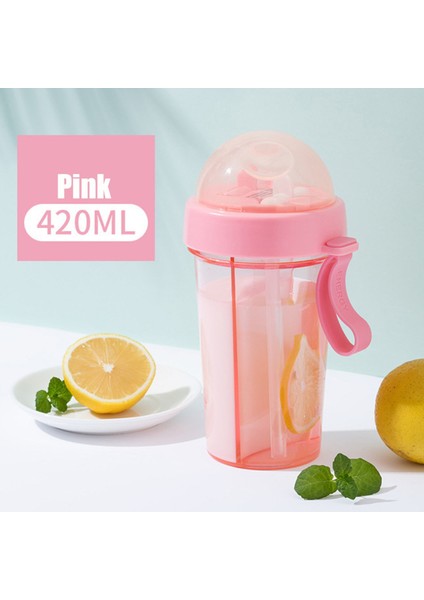 420ML Taşınabilir Plastik Su Matarası - Pembe (Yurt Dışından)