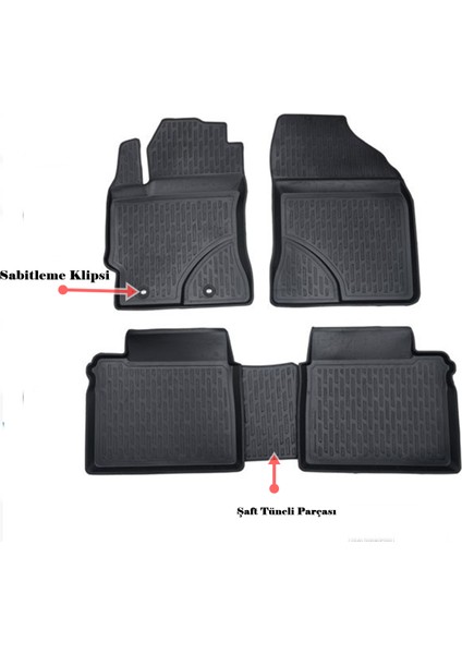 Volkswagen Caddy 2010-2020 3D X-Mat Havuzlu Paspas 5 Pcs